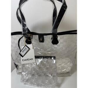Bebe Clear Tote Bag Set – Black Trim